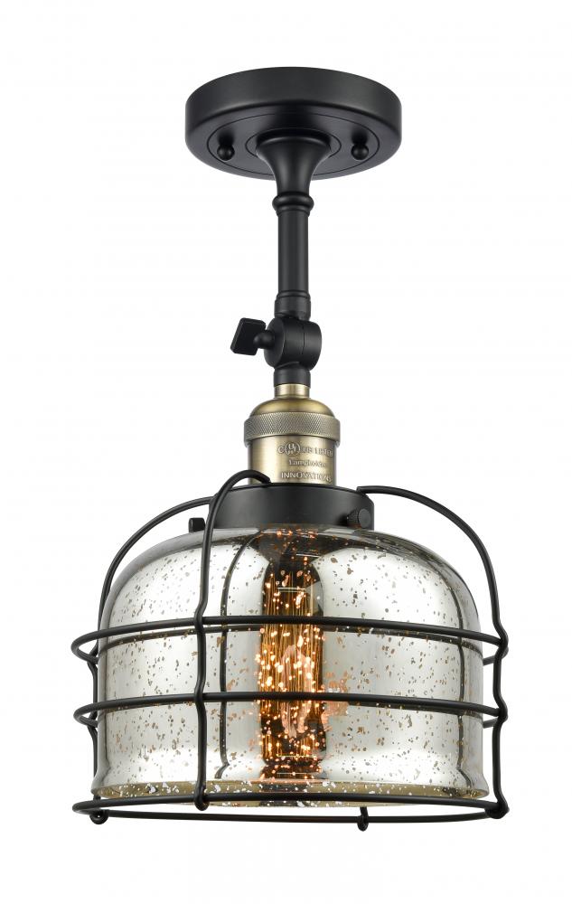 Bell Cage - 1 Light - 9 inch - Black Antique Brass - Semi-Flush Mount