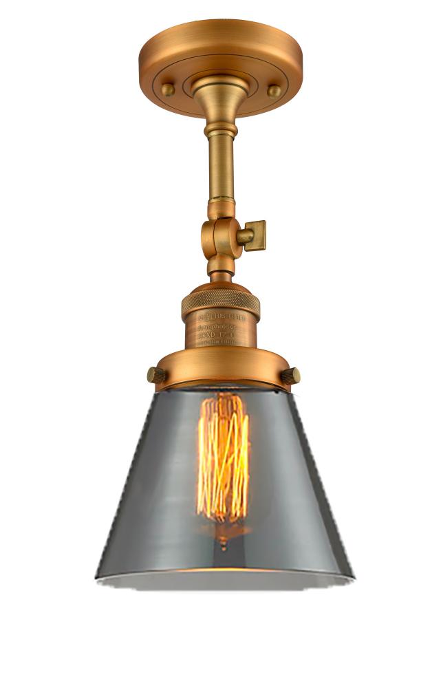 Cone - 1 Light - 6 inch - Brushed Brass - Semi-Flush Mount