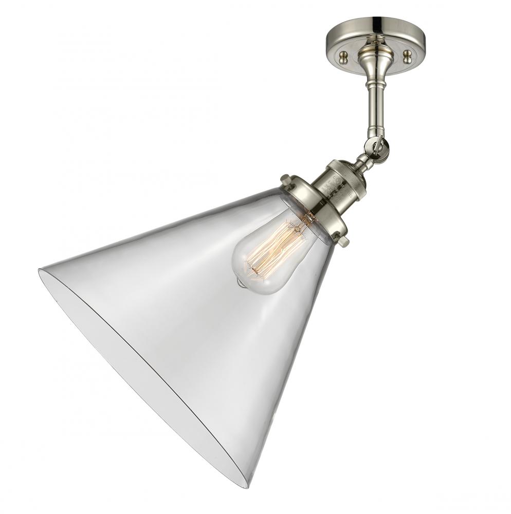 Cone - 1 Light - 12 inch - Polished Nickel - Semi-Flush Mount