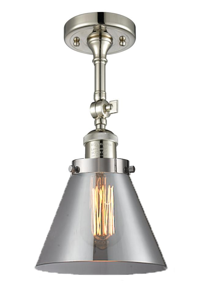 Cone - 1 Light - 8 inch - Polished Nickel - Semi-Flush Mount