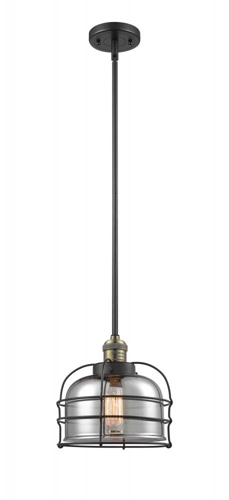 Bell Cage - 1 Light - 9 inch - Black Antique Brass - Stem Hung - Mini Pendant