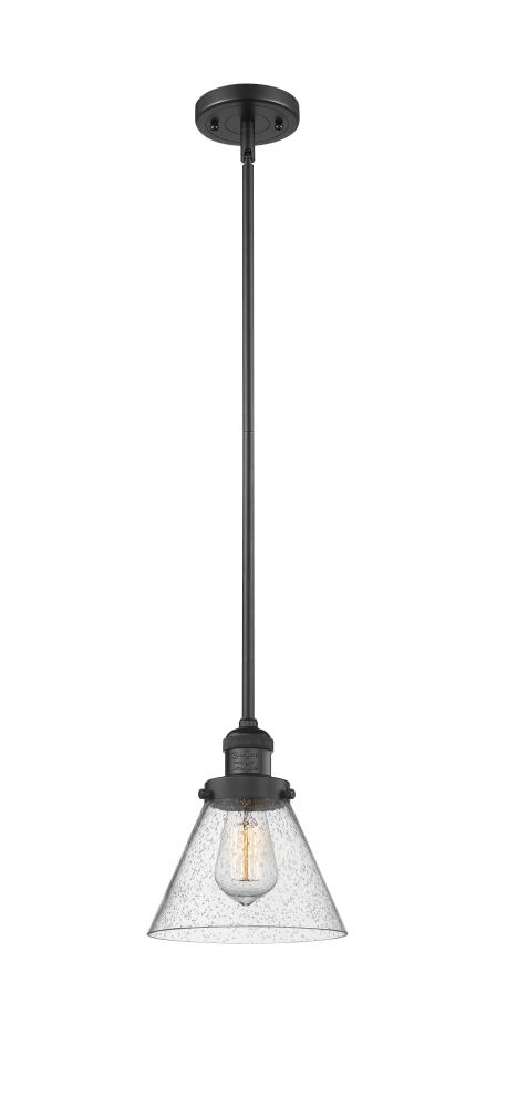 Cone - 1 Light - 8 inch - Matte Black - Stem Hung - Mini Pendant