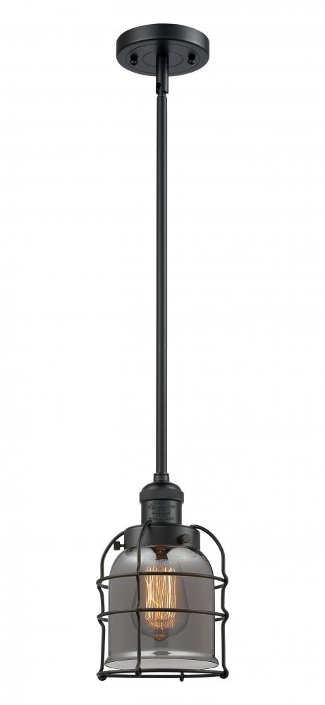 Bell Cage - 1 Light - 6 inch - Matte Black - Stem Hung - Mini Pendant