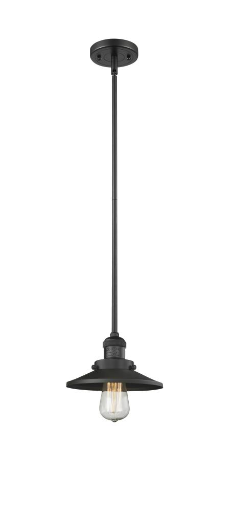 Railroad - 1 Light - 8 inch - Matte Black - Stem Hung - Mini Pendant