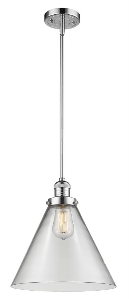 Cone - 1 Light - 12 inch - Polished Chrome - Stem Hung - Mini Pendant