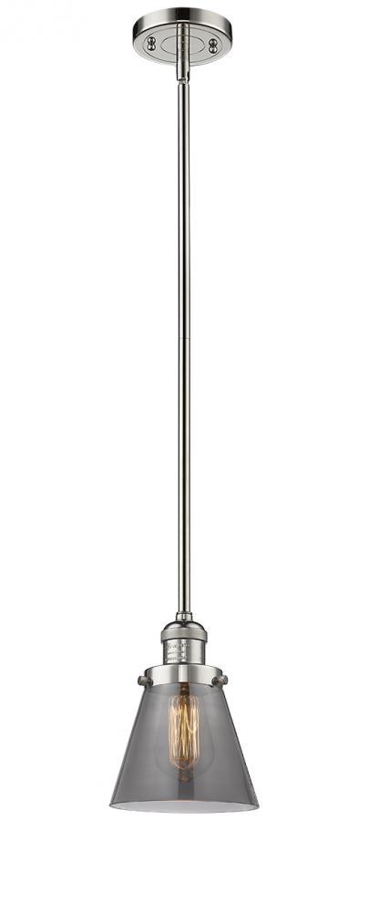 Cone - 1 Light - 6 inch - Polished Nickel - Stem Hung - Mini Pendant