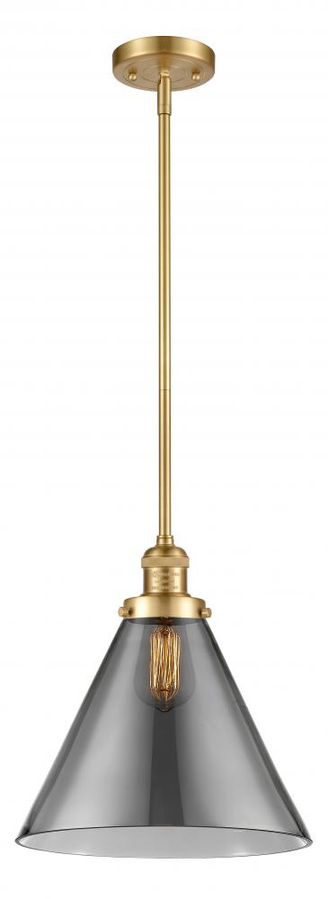 Cone - 1 Light - 12 inch - Satin Gold - Stem Hung - Mini Pendant
