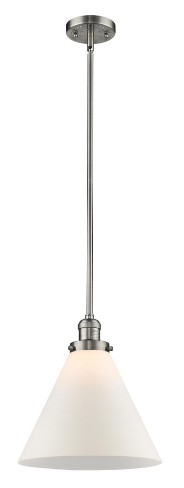 Cone - 1 Light - 12 inch - Brushed Satin Nickel - Stem Hung - Mini Pendant