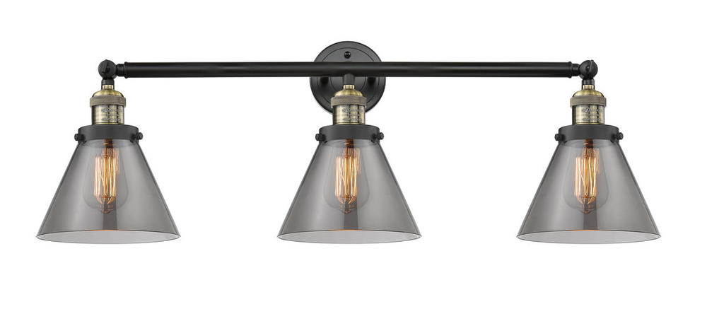 Cone - 3 Light - 32 inch - Black Antique Brass - Bath Vanity Light