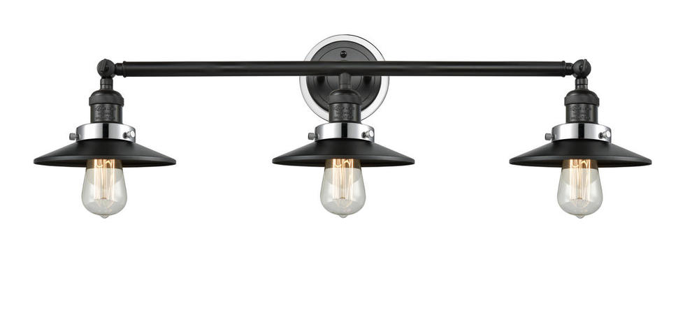 Railroad - 3 Light - 32 inch - Matte Black - Bath Vanity Light