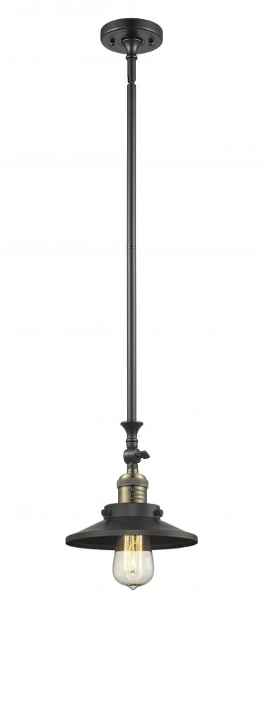 Railroad - 1 Light - 8 inch - Black Antique Brass - Stem Hung - Mini Pendant