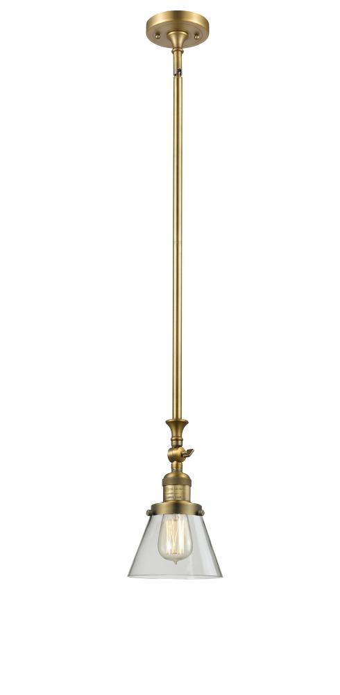 Cone - 1 Light - 6 inch - Brushed Brass - Stem Hung - Mini Pendant