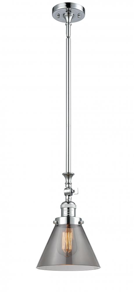 Cone - 1 Light - 8 inch - Polished Chrome - Stem Hung - Mini Pendant