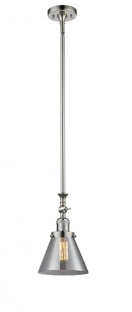 Cone - 1 Light - 8 inch - Polished Nickel - Stem Hung - Mini Pendant