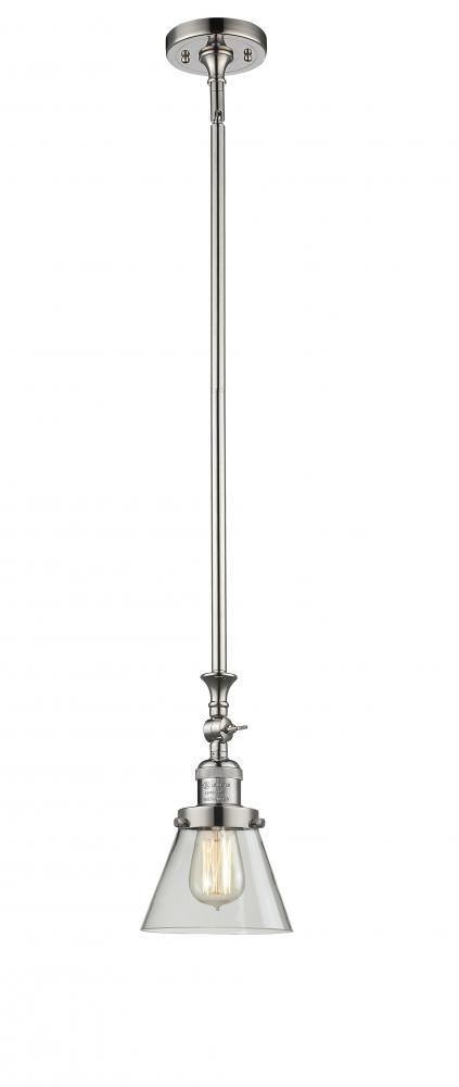 Cone - 1 Light - 6 inch - Polished Nickel - Stem Hung - Mini Pendant