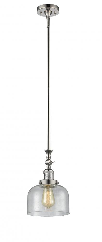 Bell - 1 Light - 8 inch - Polished Nickel - Stem Hung - Mini Pendant