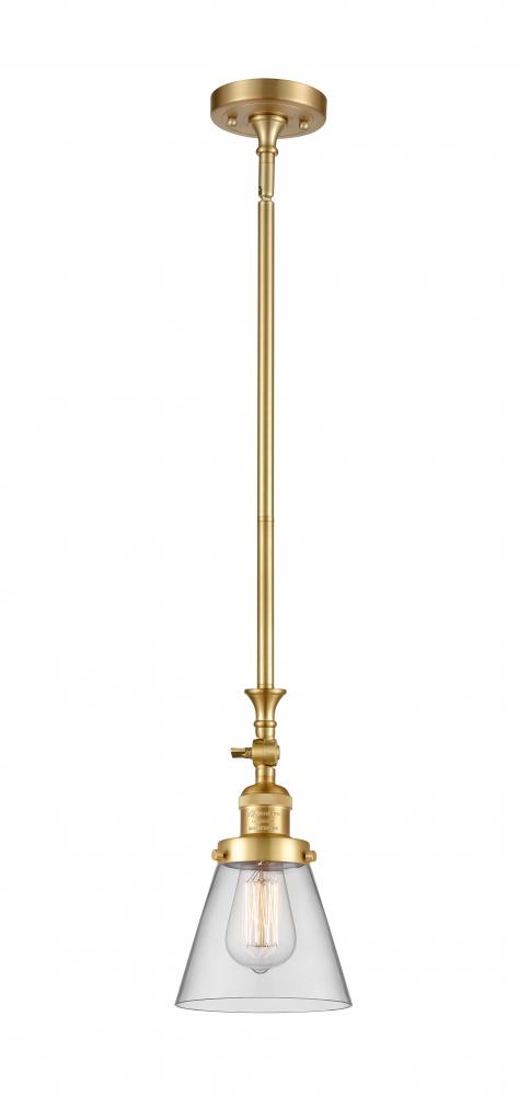 Cone - 1 Light - 6 inch - Satin Gold - Stem Hung - Mini Pendant