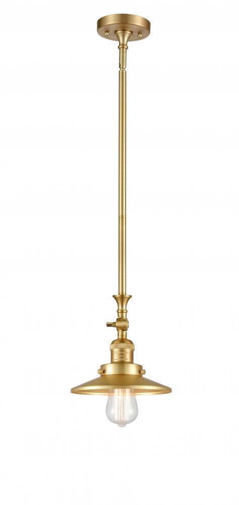 Railroad - 1 Light - 8 inch - Satin Gold - Stem Hung - Mini Pendant