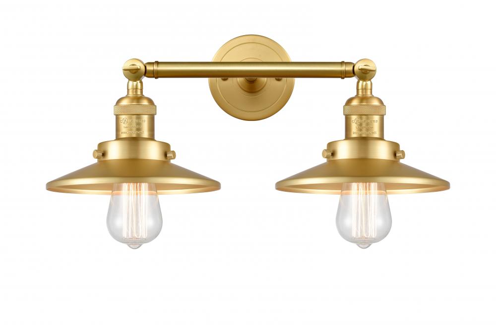 Railroad - 2 Light - 18 inch - Satin Gold - Bath Vanity Light