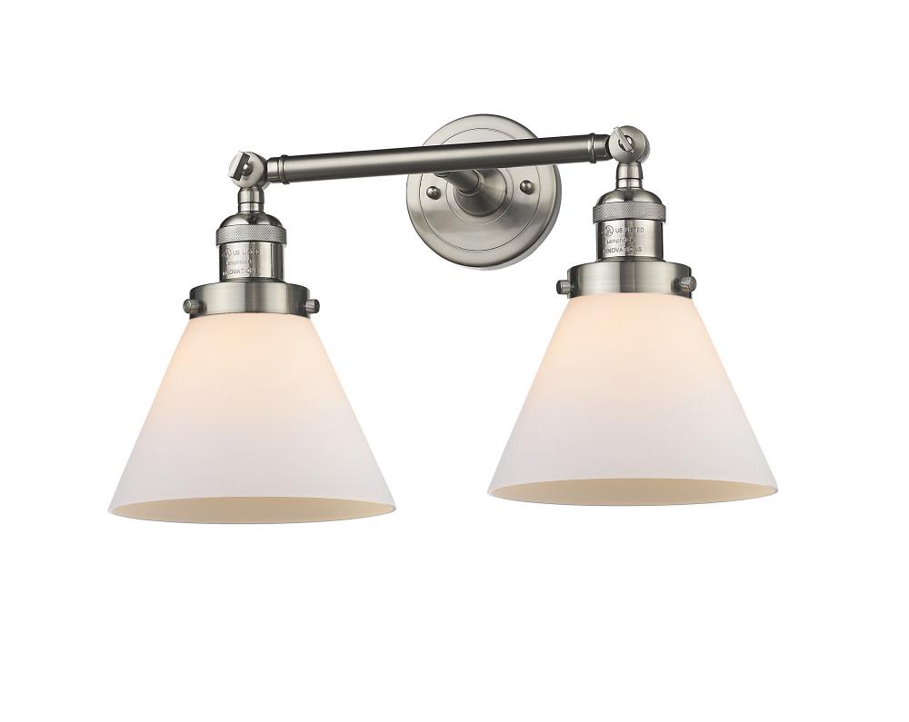 Cone - 2 Light - 18 inch - Brushed Satin Nickel - Bath Vanity Light