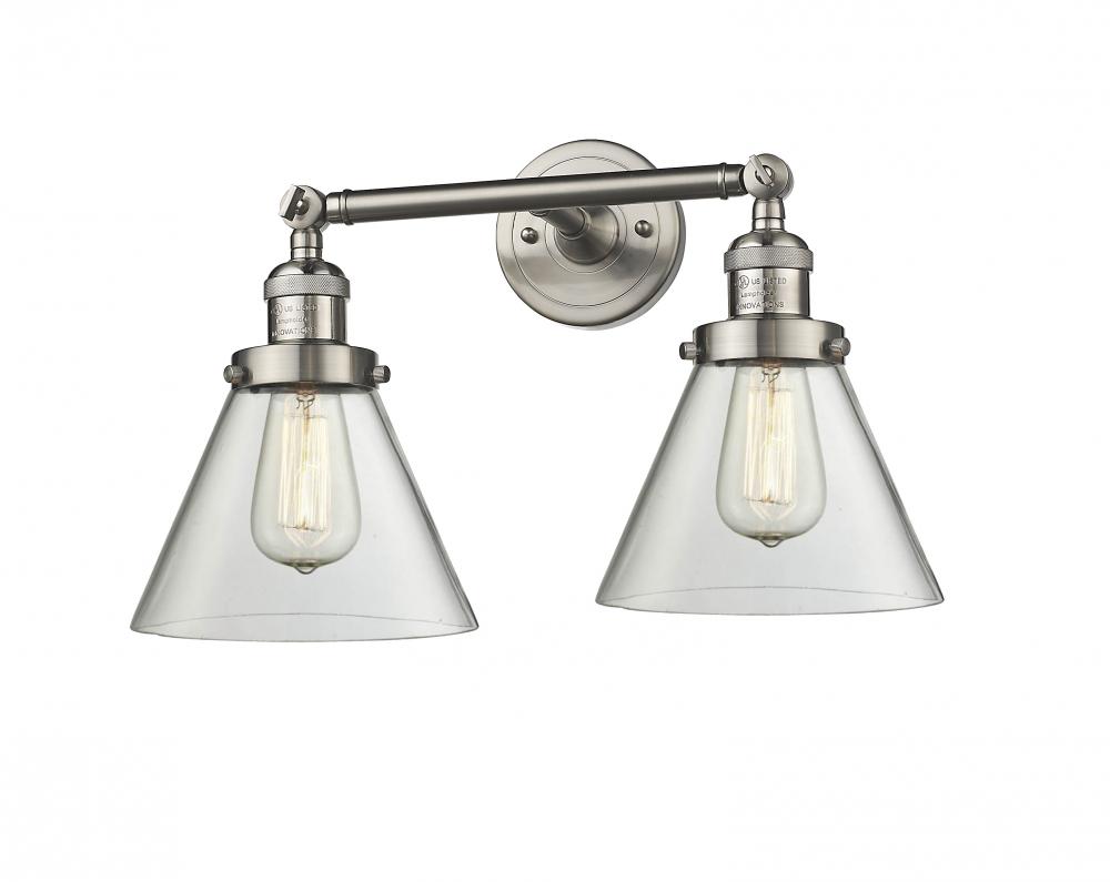 Cone - 2 Light - 18 inch - Brushed Satin Nickel - Bath Vanity Light