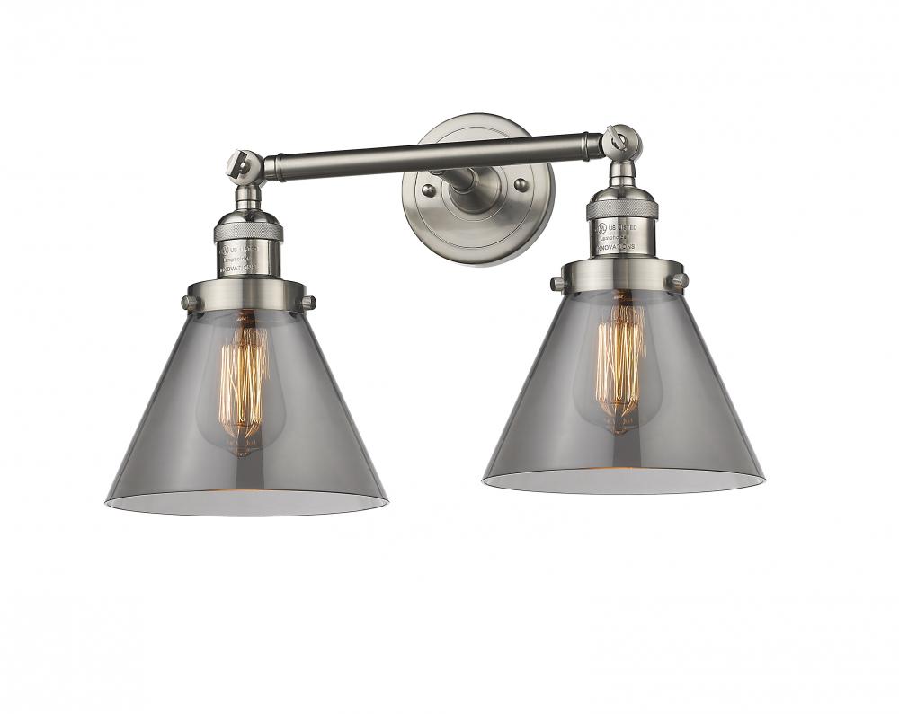 Cone - 2 Light - 18 inch - Brushed Satin Nickel - Bath Vanity Light