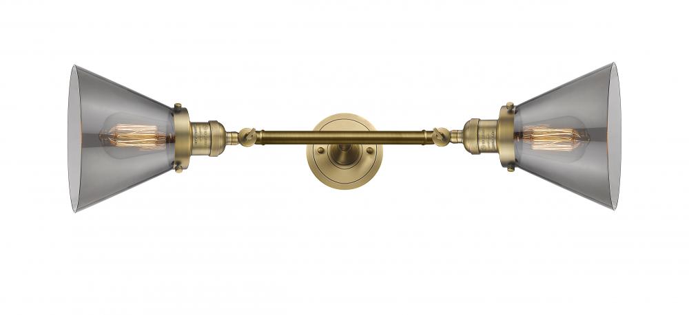 Cone - 2 Light - 8 inch - Brushed Brass - Bath Vanity Light