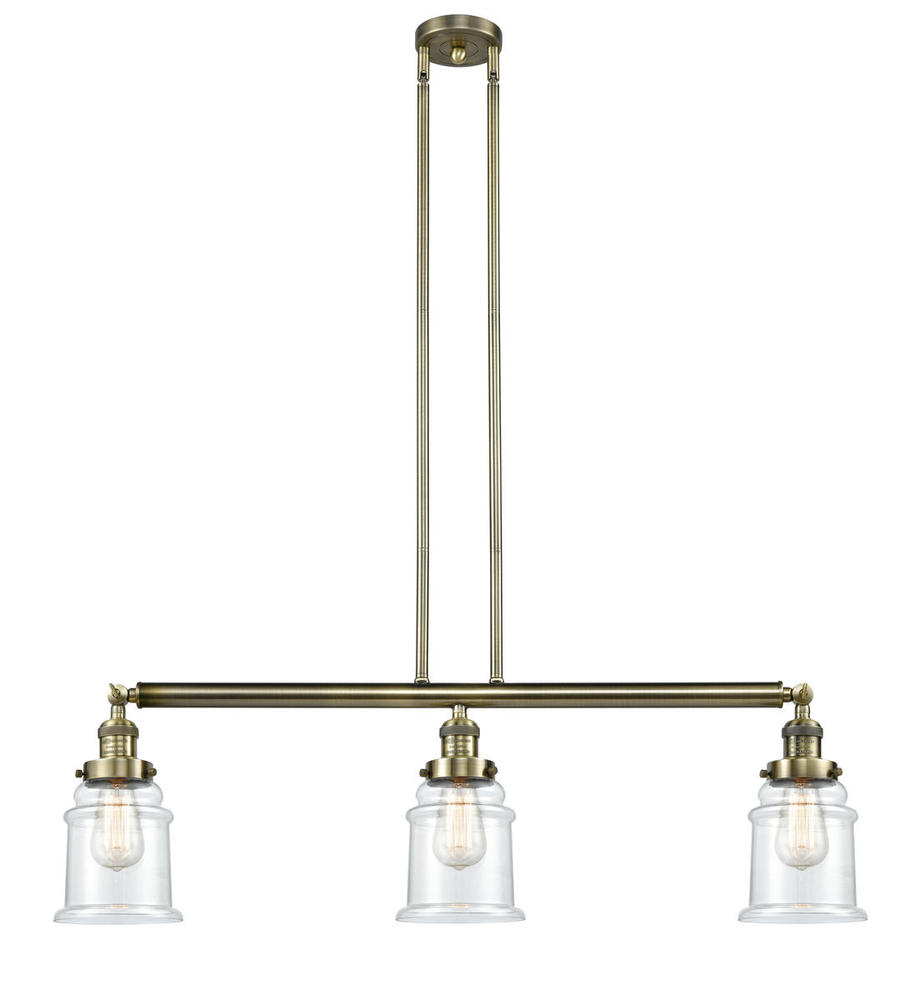 Canton - 3 Light - 39 inch - Antique Brass - Stem Hung - Island Light