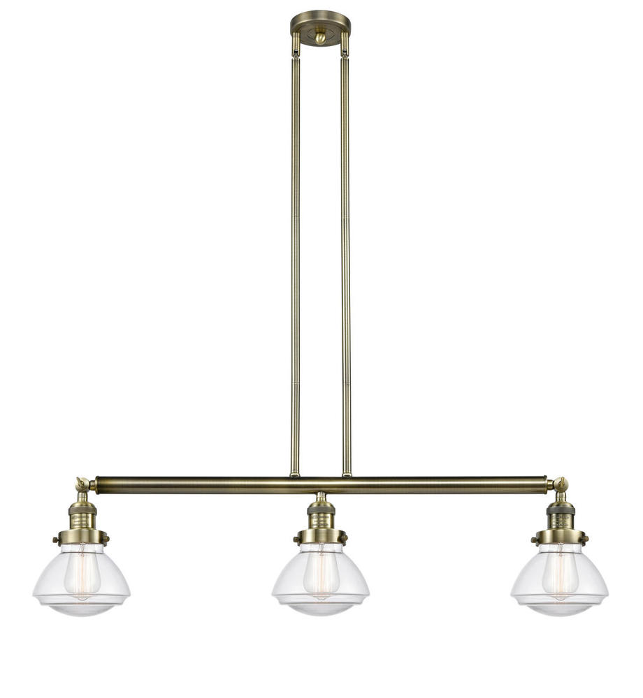 Olean - 3 Light - 39 inch - Antique Brass - Stem Hung - Island Light