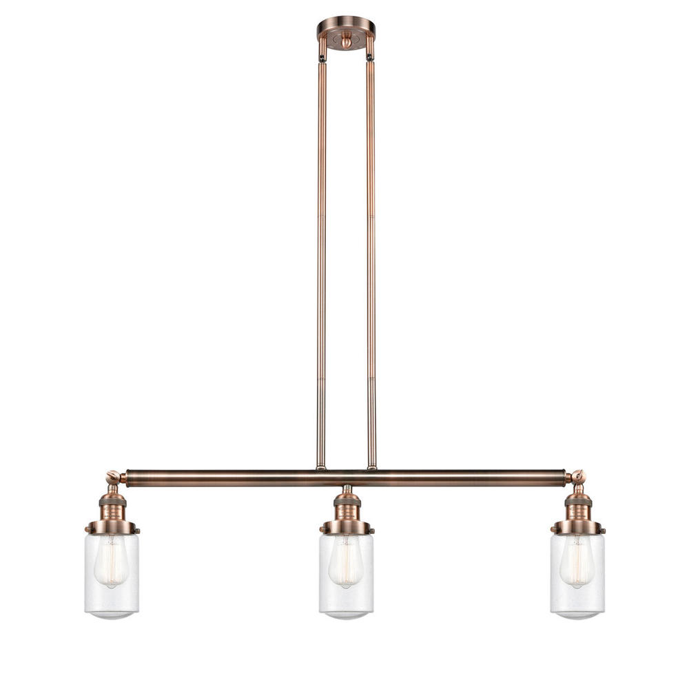 Dover - 3 Light - 37 inch - Antique Copper - Stem Hung - Island Light