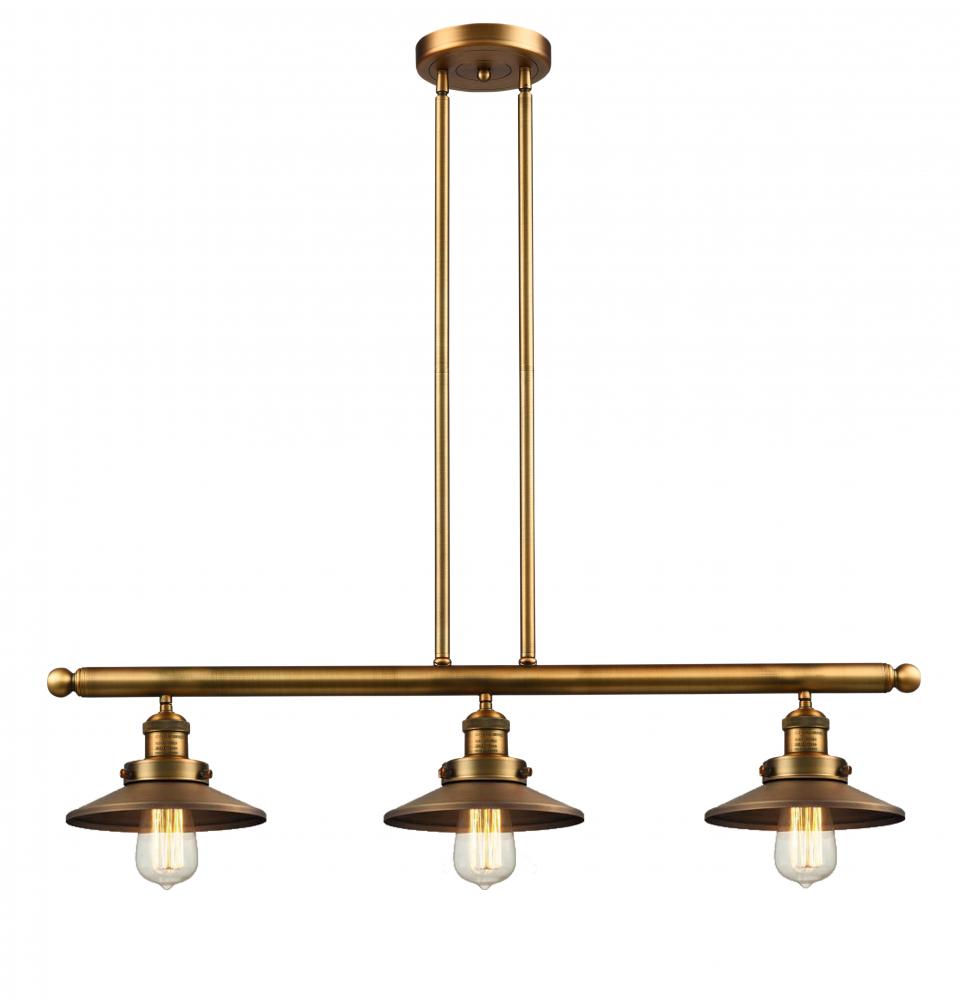 Railroad - 3 Light - 41 inch - Brushed Brass - Stem Hung - Island Light