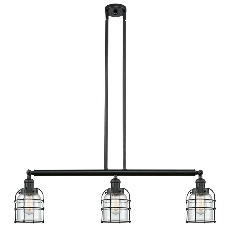 Bell Cage - 3 Light - 39 inch - Matte Black - Stem Hung - Island Light