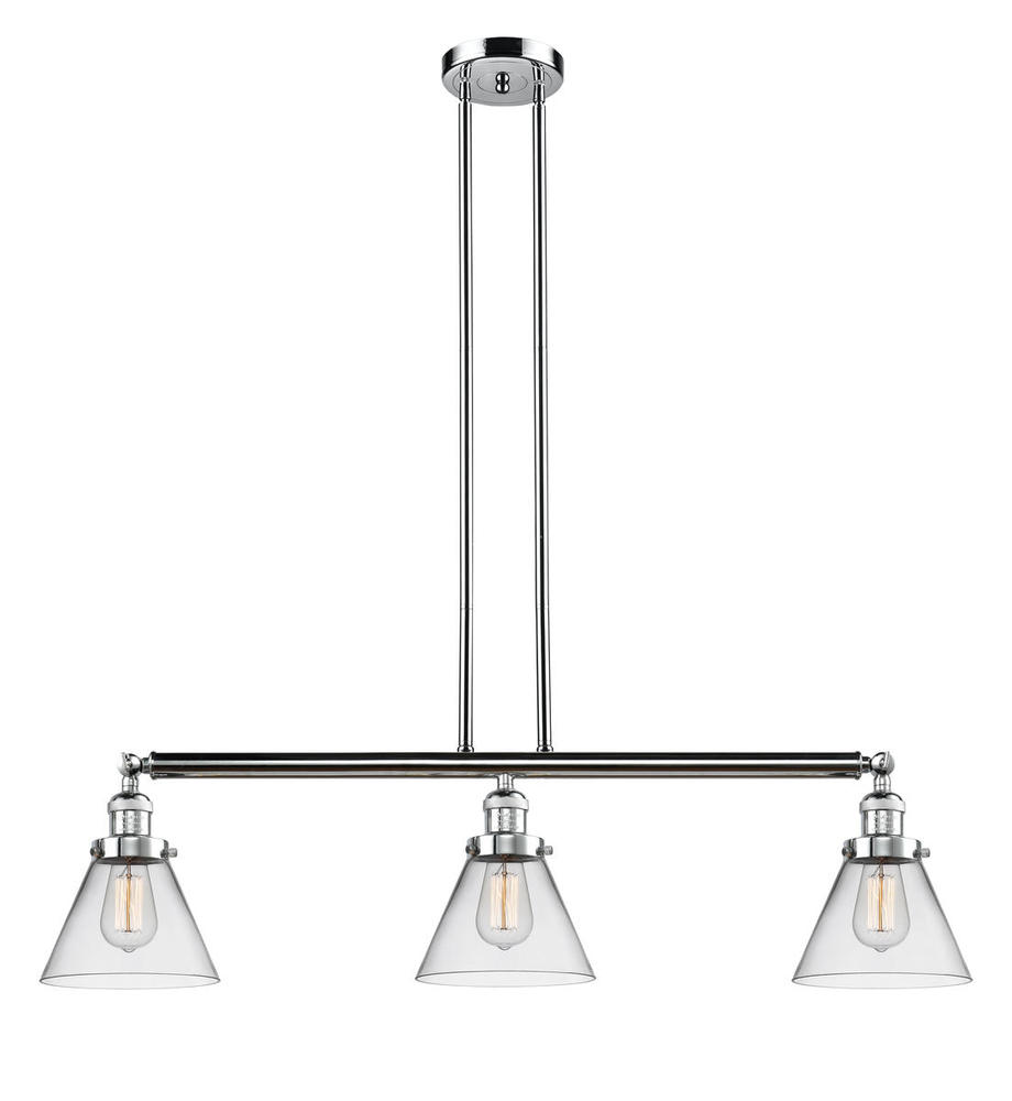 Cone - 3 Light - 40 inch - Polished Chrome - Stem Hung - Island Light