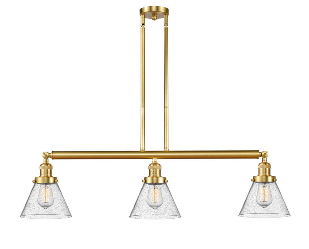 Cone - 3 Light - 40 inch - Satin Gold - Stem Hung - Island Light