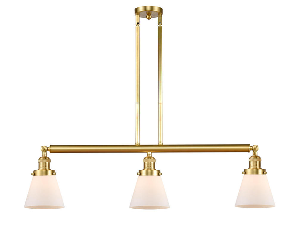 Cone - 3 Light - 39 inch - Satin Gold - Stem Hung - Island Light