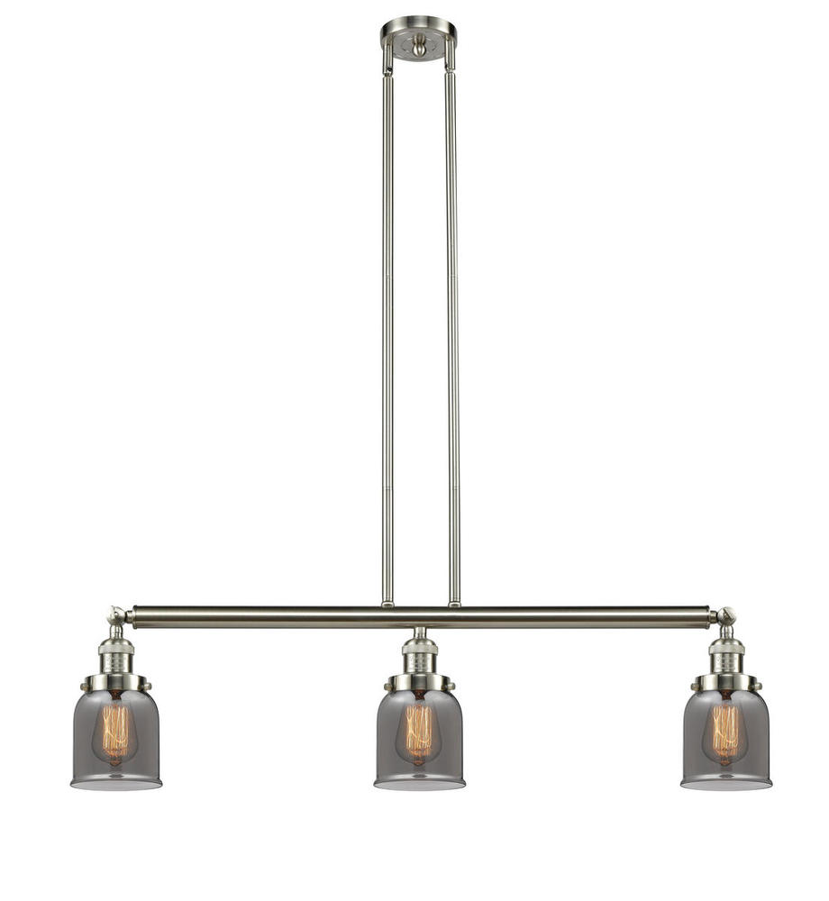 Bell - 3 Light - 38 inch - Brushed Satin Nickel - Stem Hung - Island Light