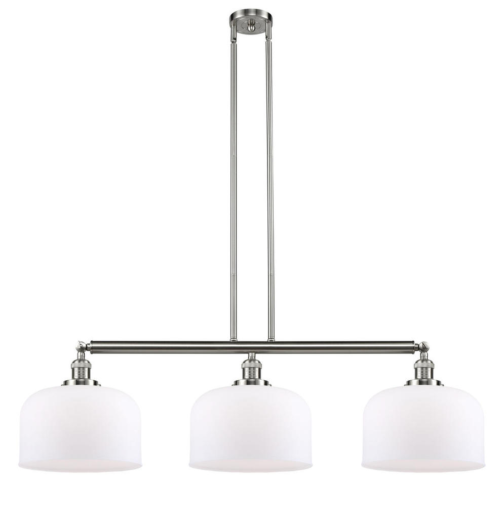 Bell - 3 Light - 42 inch - Brushed Satin Nickel - Stem Hung - Island Light