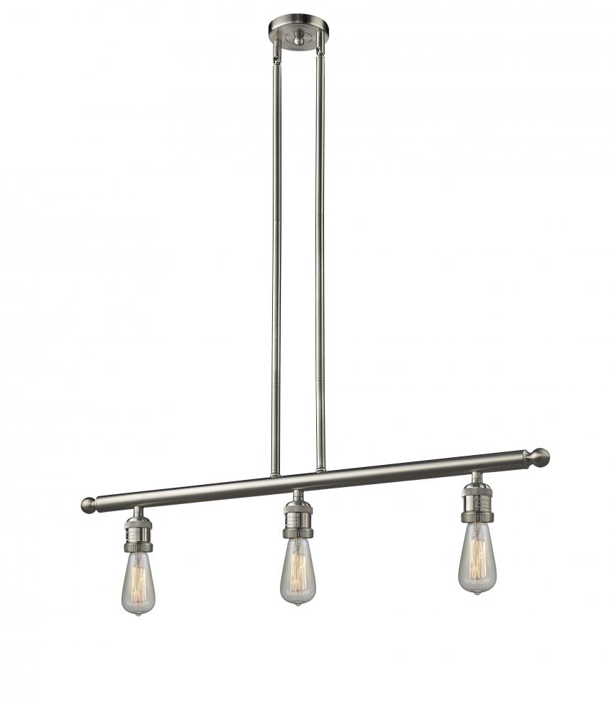 Bare Bulb - 3 Light - 38 inch - Brushed Satin Nickel - Stem Hung - Island Light