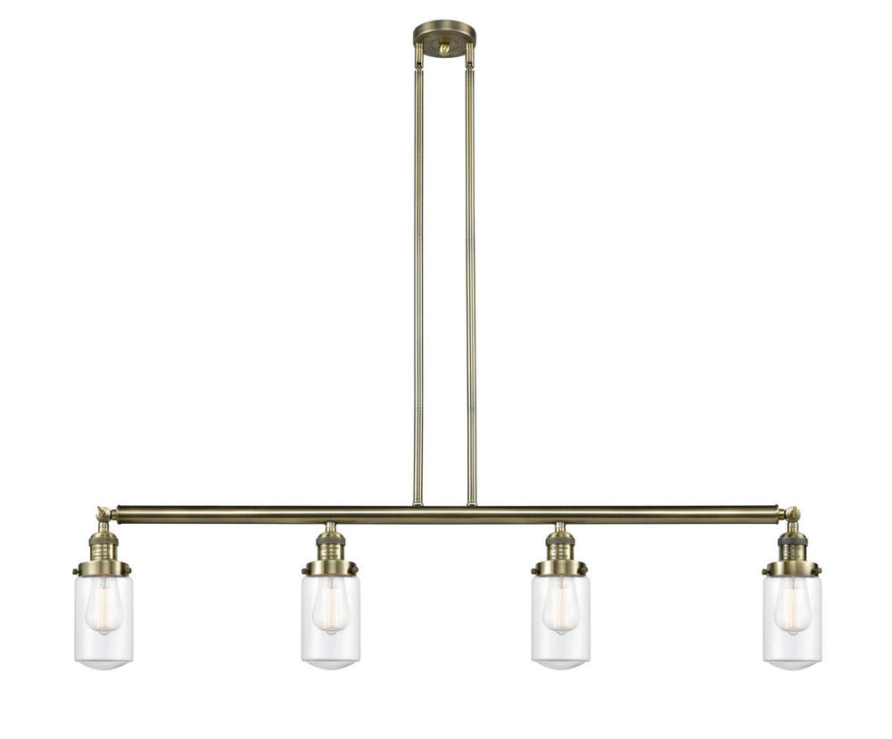 Dover - 4 Light - 49 inch - Antique Brass - Stem Hung - Island Light