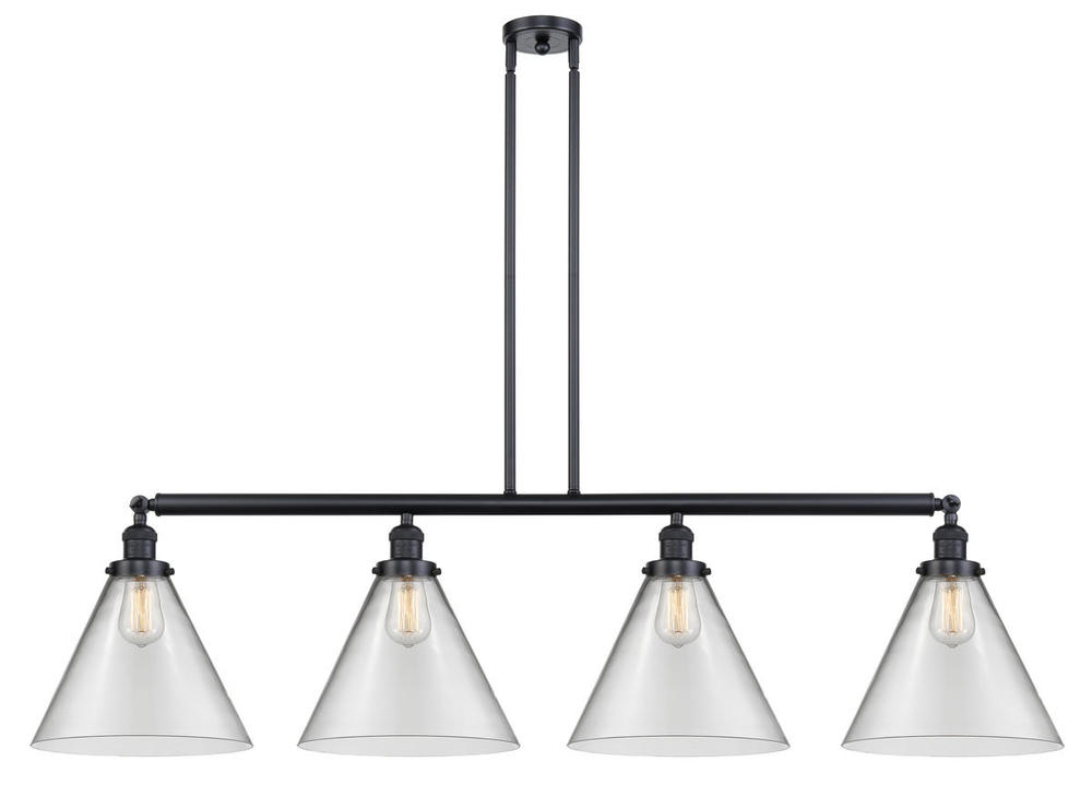 Cone - 4 Light - 56 inch - Matte Black - Stem Hung - Island Light