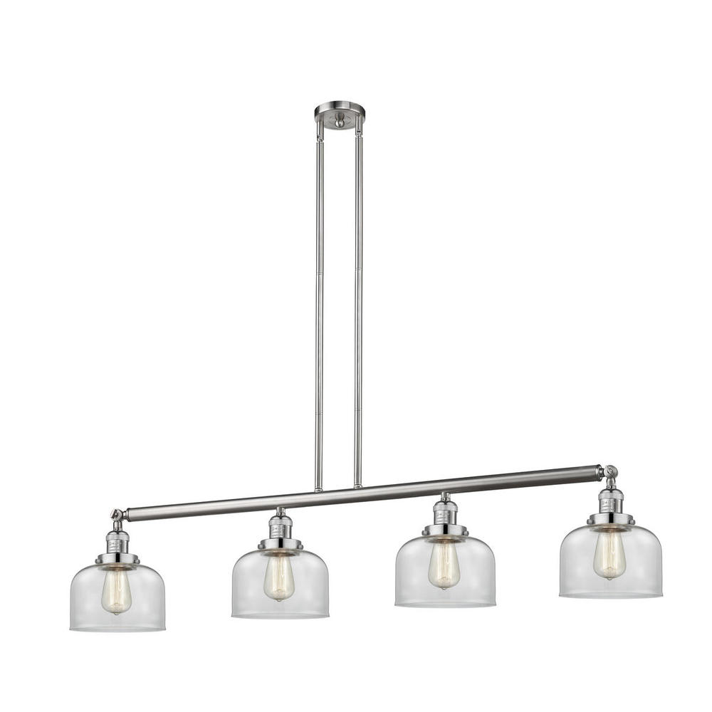 Bell - 4 Light - 53 inch - Brushed Satin Nickel - Stem Hung - Island Light