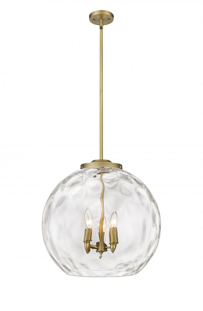 Athens Water Glass - 3 Light - 18 inch - Brushed Brass - Cord hung - Pendant