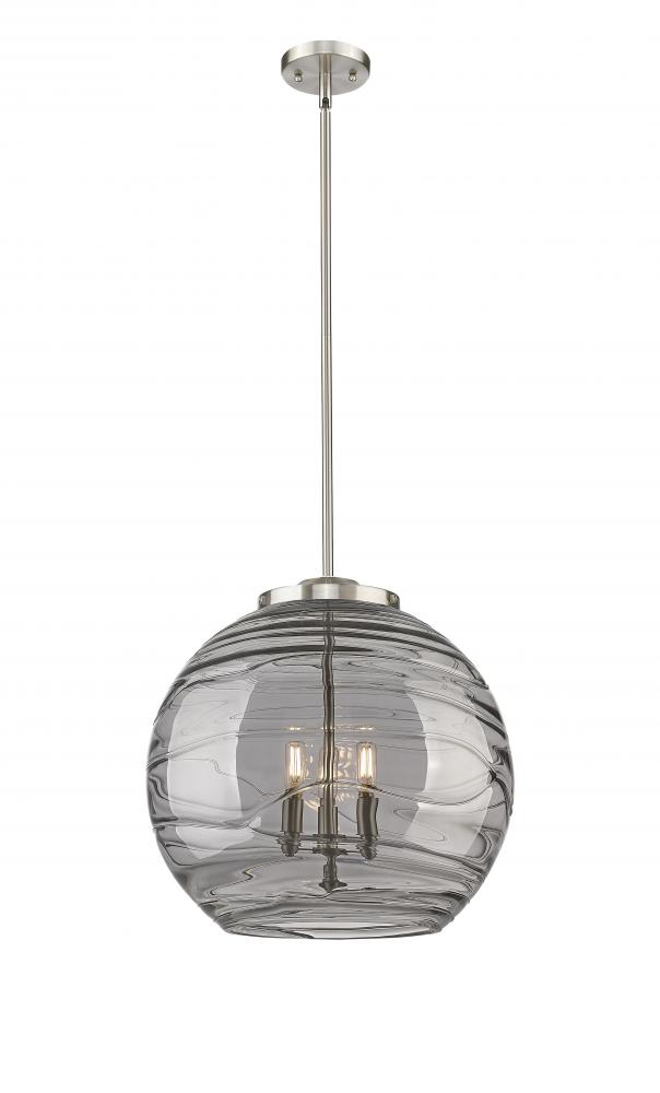 Athens Deco Swirl - 3 Light - 18 inch - Brushed Satin Nickel - Cord hung - Pendant