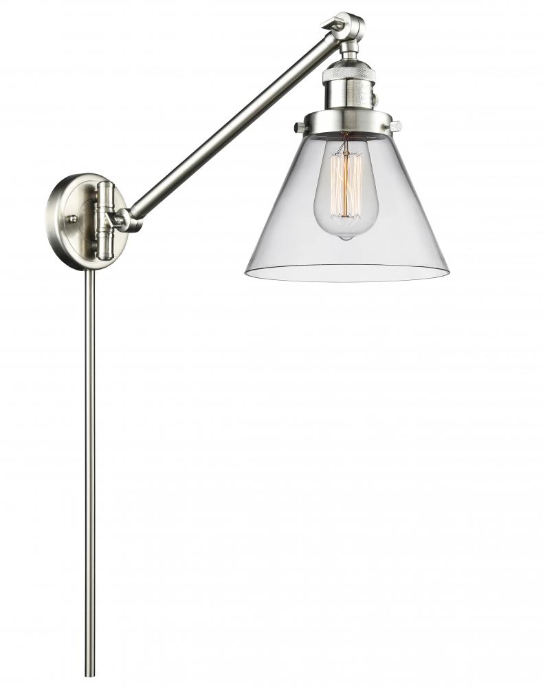 Cone - 1 Light - 8 inch - Brushed Satin Nickel - Swing Arm