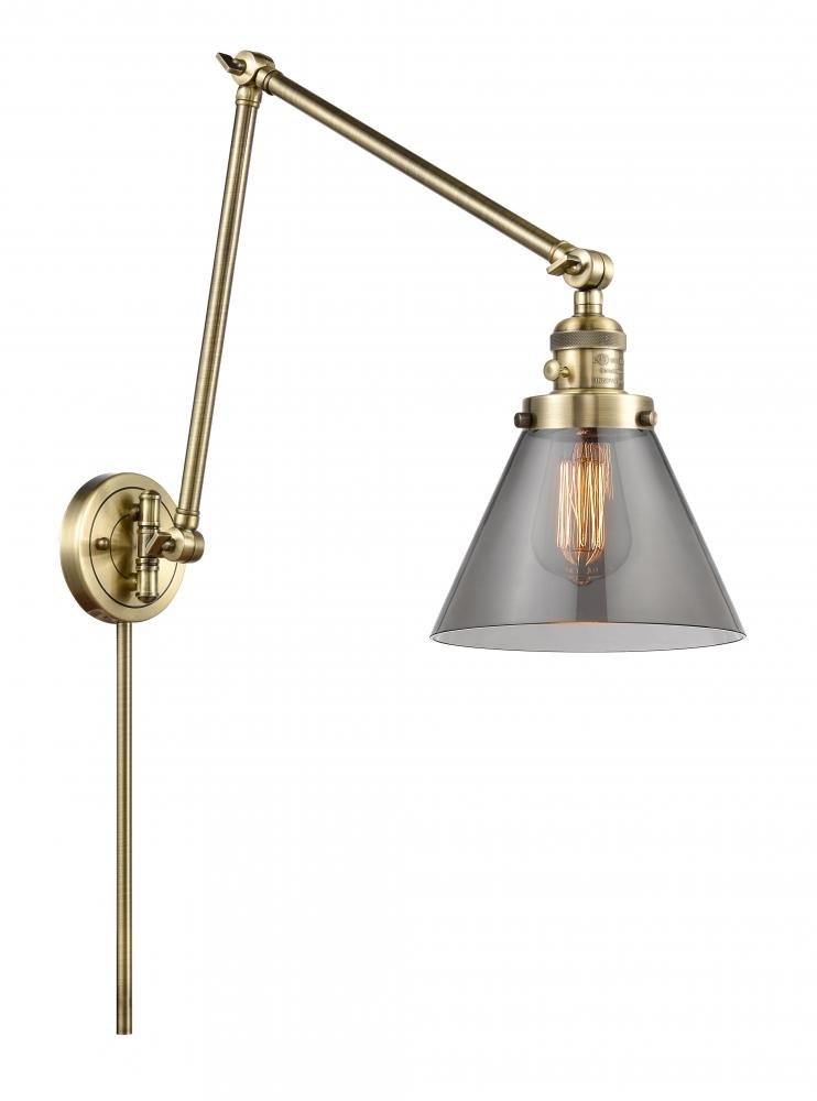 Cone - 1 Light - 8 inch - Antique Brass - Swing Arm