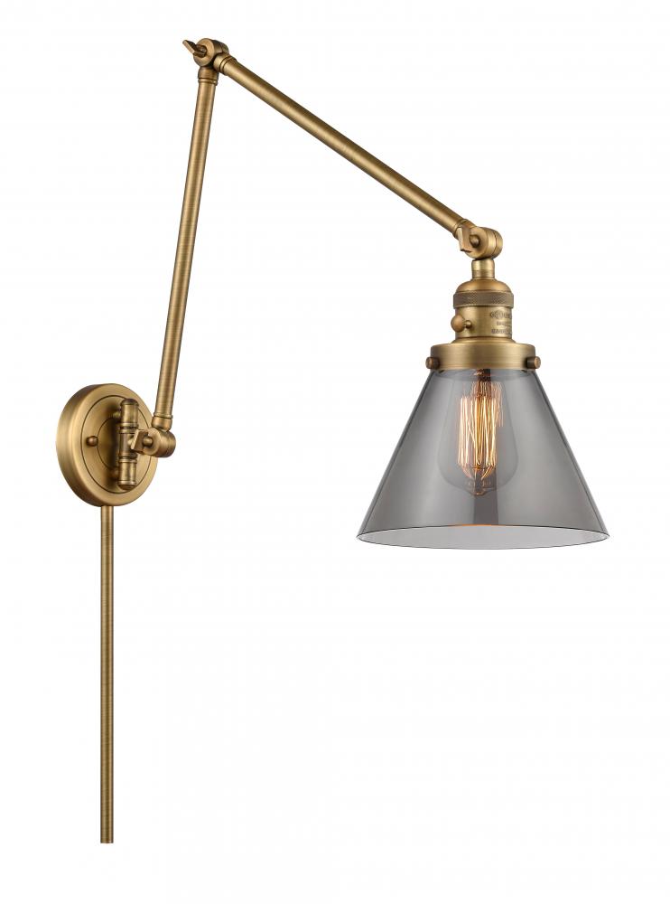 Cone - 1 Light - 8 inch - Brushed Brass - Swing Arm