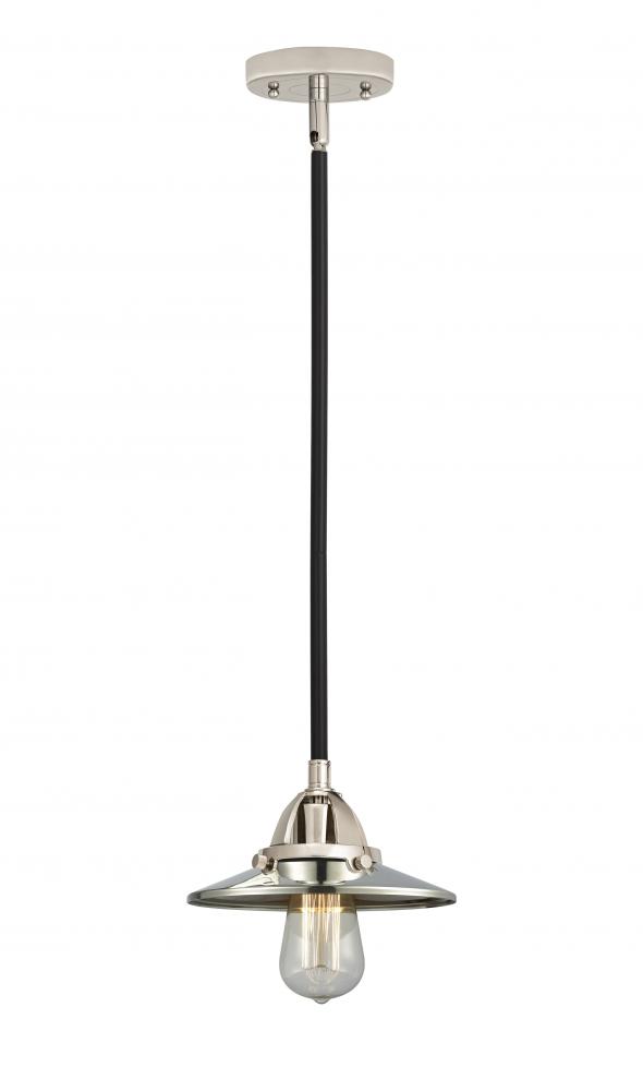 Railroad - 1 Light - 8 inch - Black Polished Nickel - Cord hung - Mini Pendant