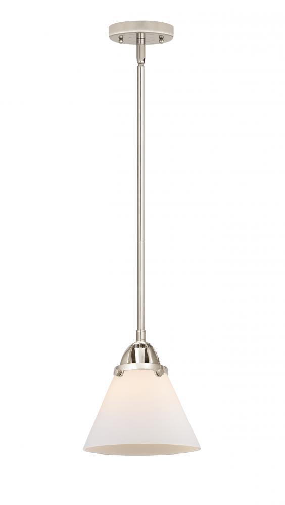 Cone - 1 Light - 8 inch - Polished Nickel - Cord hung - Mini Pendant