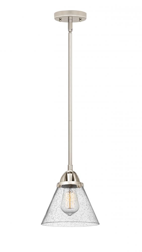 Cone - 1 Light - 8 inch - Polished Nickel - Cord hung - Mini Pendant