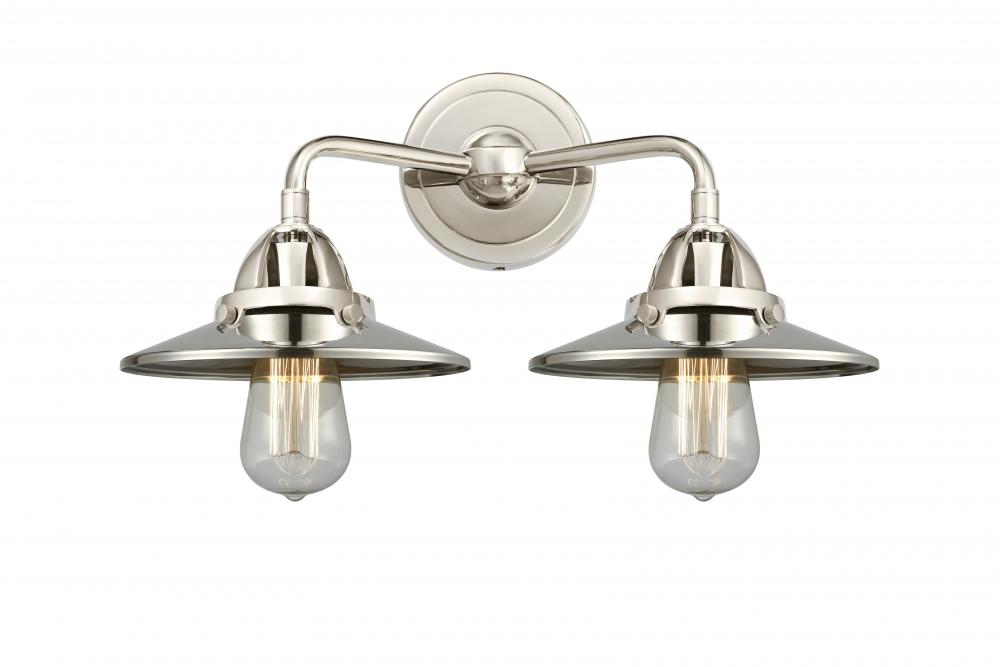 Railroad - 2 Light - 16 inch - Polished Nickel - Bath Vanity Light